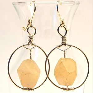 Beaded Pale Pink Stone Earrings